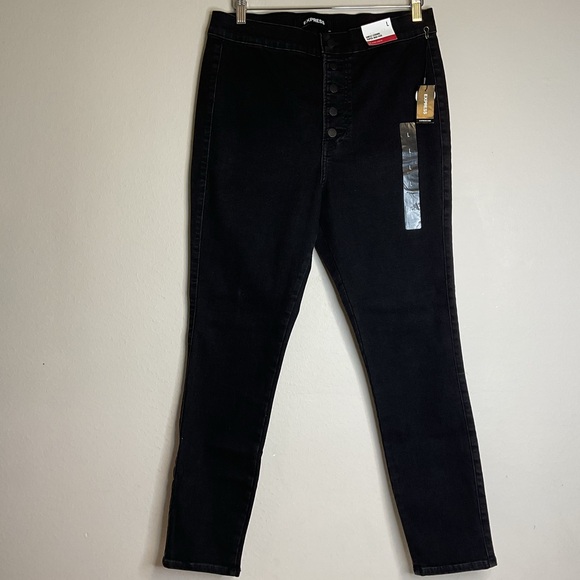 Express Women Black Wash Ankle Legging‎ Super High Rise Size L - Picture 1 of 8